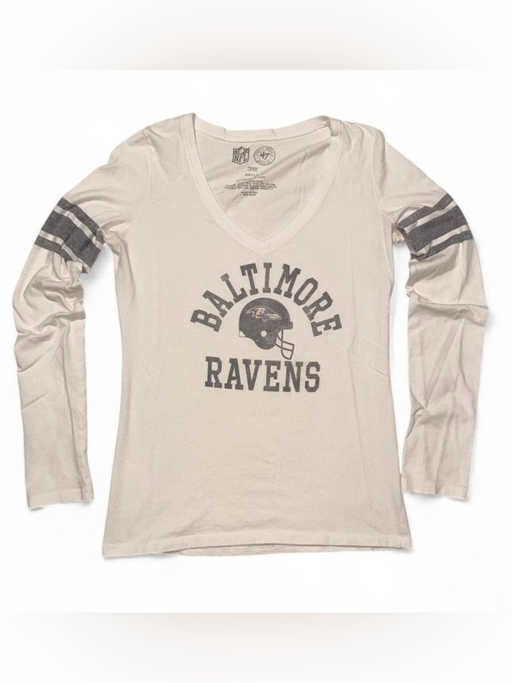 47 Women's Baltimore Ravens Long Sleeve V-Neck Tee - Cream